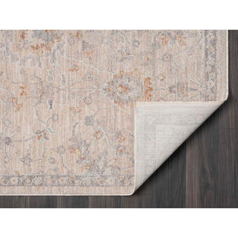 Silver Floral Rectangular Wool and Synthetic Area Rug 3'x5'