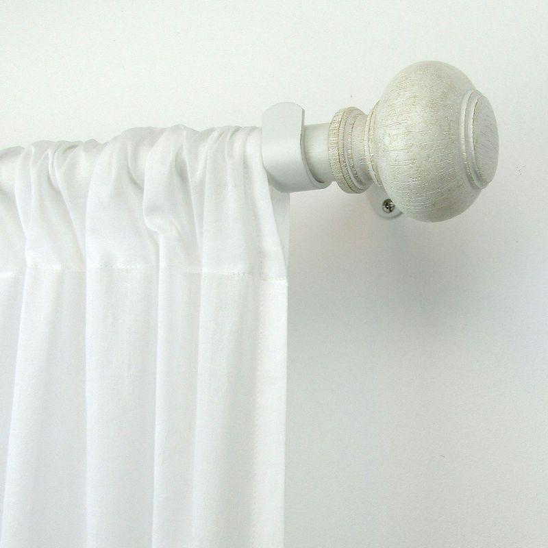 Rhinebeck Rustic Faux Wood 1" Window Drapery Single Curtain Rod - 86" - 120" - White