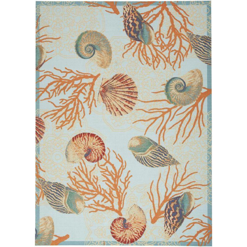 Wav01/Sun & Shade Nature Outdoor Light Blue Area Rug