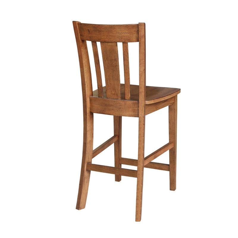 24" San Remo Counter Height Barstool Distressed Oak - International Concepts: Solid Wood, Traditional Style