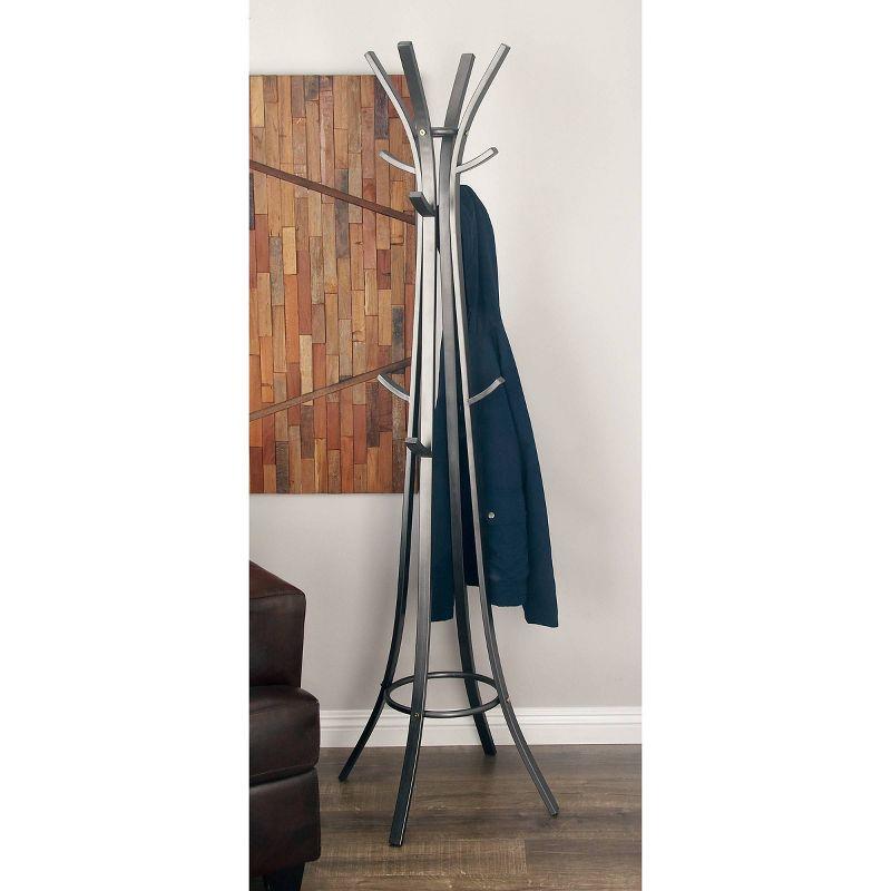 Dark Gray Metal Coat Rack with Umbrella Stand