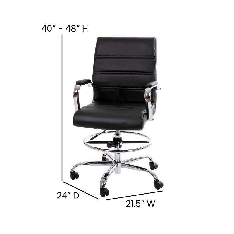 Flash Furniture Mid-Back LeatherSoft Drafting Chair with Adjustable Foot Ring and Chrome Base