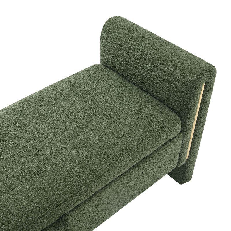 Modern Teddy Bed End Bench with Arms and Storage, Upholstered Large Foot Rest Stool, 52.25in Width, Olive Green: Solid Flannel Upholstery