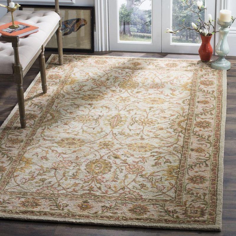 Elegant Ivory Hand-Tufted Wool Area Rug, 4' x 6'