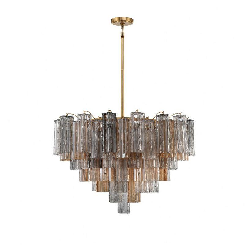 Addis Aged Brass and Tronchi Glass 16-Light Chandelier