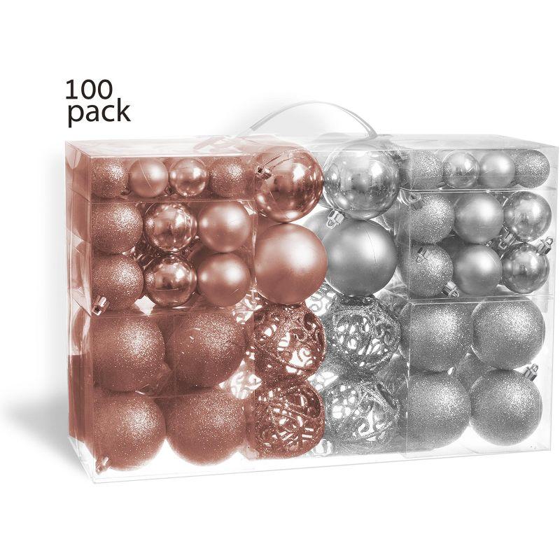 R N' Ds Shatterproof Christmas Ornament Balls - Pink and White - 100 Pack