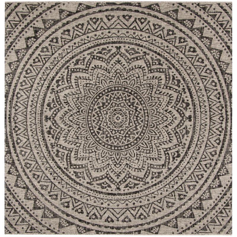 Elysian 3' Square Light Grey & Black Synthetic Area Rug