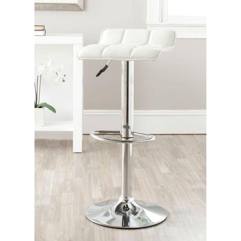 Lamita White Adjustable Swivel Bar Stool with Chrome Base