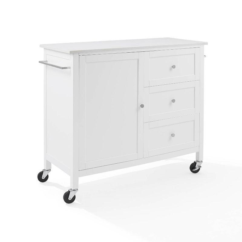 Soren 44" White Stone Top Kitchen Island Cart