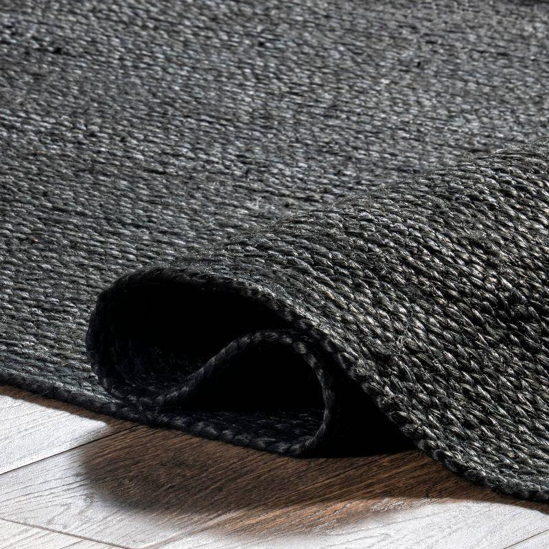 6'x9' Hand Woven Rigo Jute Area Rug Black - nuLOOM: Farmhouse Style, Low Pile, Rectangle, Indoor Use