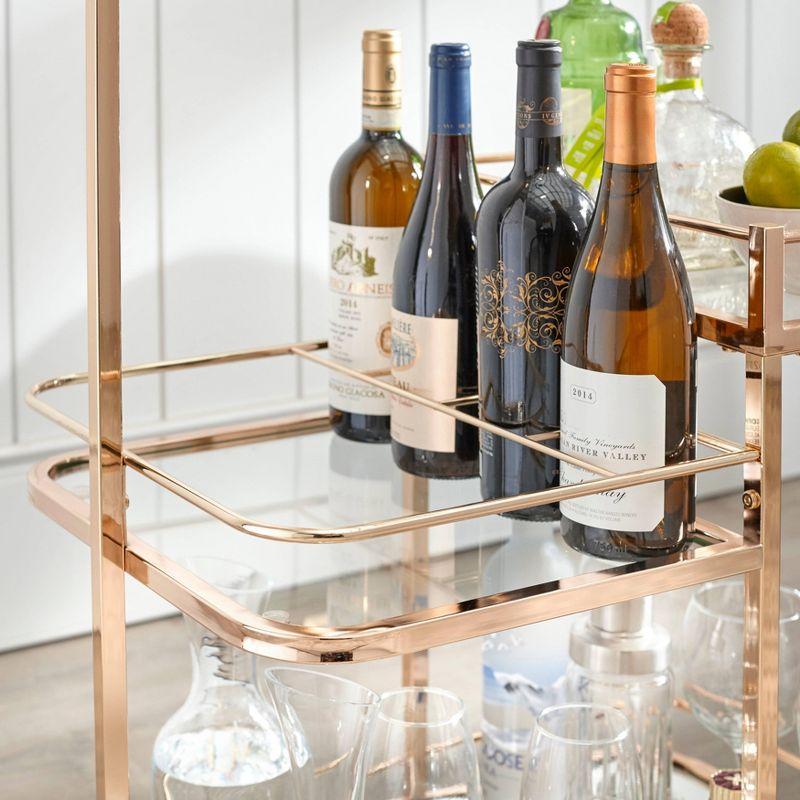 Alcott 3 Tier Bar Cart Bright Gold - angelo:HOME: Luxe Mobile Serving Cart with Glass & Mirrored Shelves