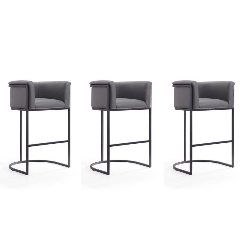 Set of 3 Cosmopolitan Upholstered Metal Barstools - Manhattan Comfort