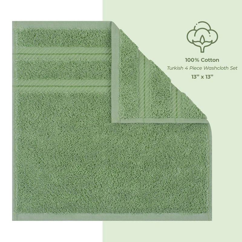 American Soft Linen 4 Pack Washcloth Set, 100% Cotton Washcloth Hand Face Towels for Bathroom and Kitchen, Sage Green