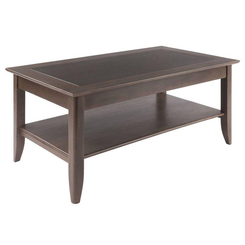 Santino Coffee Table Oyster Gray - Winsome: Wooden Rectangle Design, Fixed Shelf, MDF & Veneer, Living Room Furniture