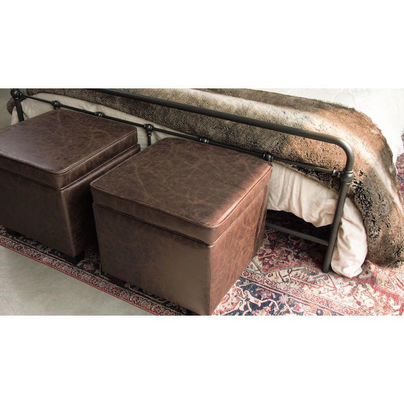 Square Storage Ottoman with Piping and Lift Off Lid - WOVENBYRD