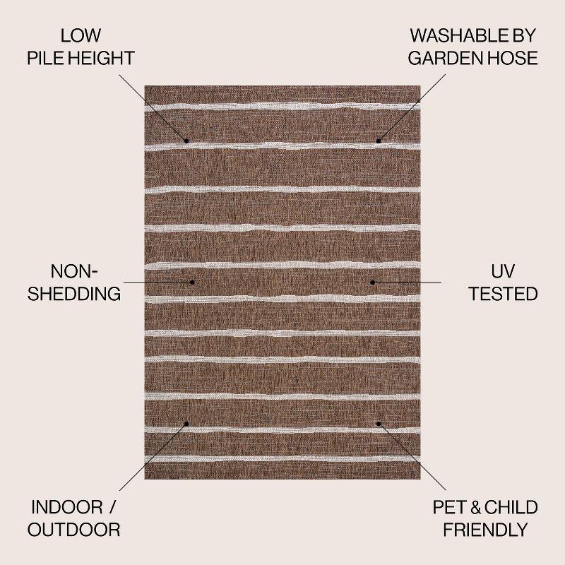 3'x5' Colonia Berber Stripe Indoor/Outdoor Area Rug, Brown/Beige - JONATHAN Y