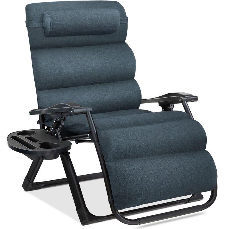 Graphite Blue Oversized Zero Gravity Lounger with Cushions and Arms