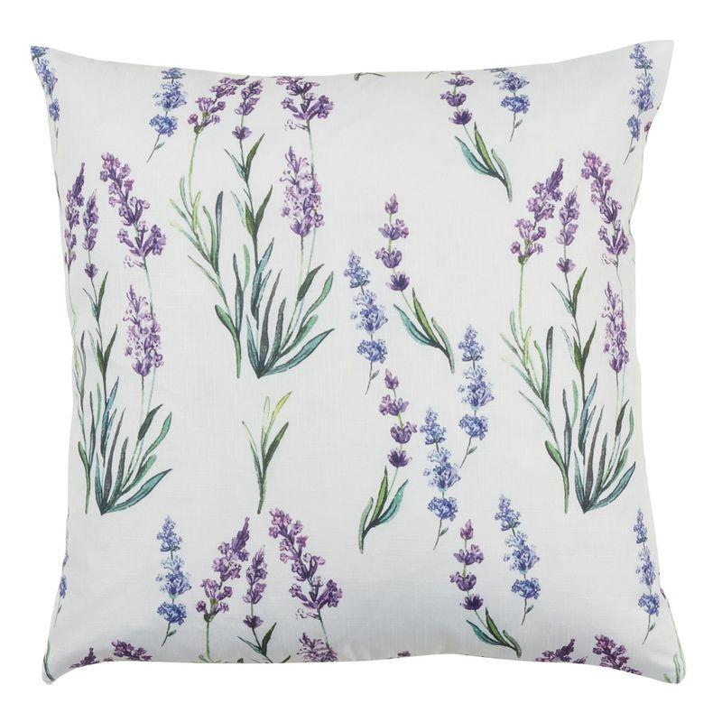 Lavender Floral Polyester Euro Pillow Cover