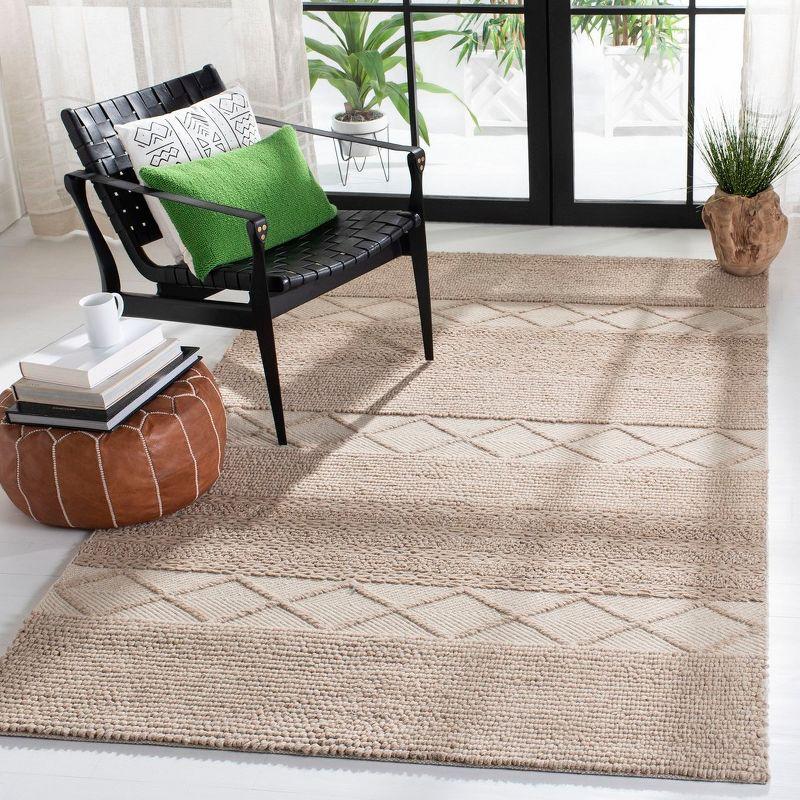 Beach House Beige Hand-Tufted Wool Area Rug 5' x 8'