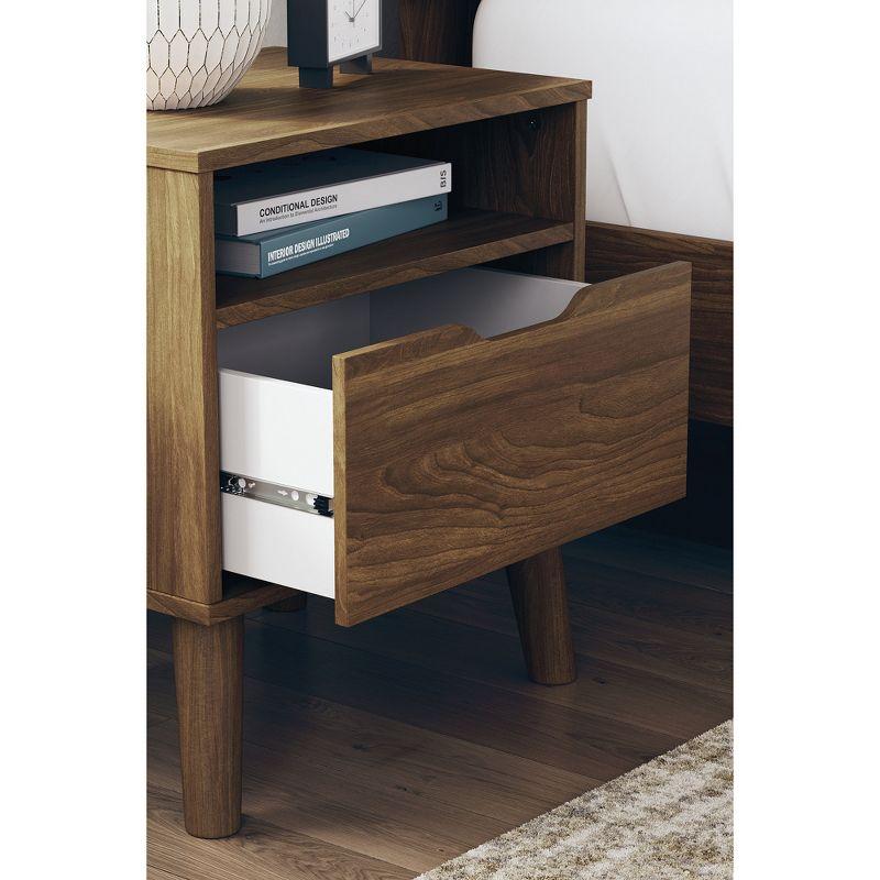 Auburn Brown 1-Drawer Mid-Century Modern Nightstand