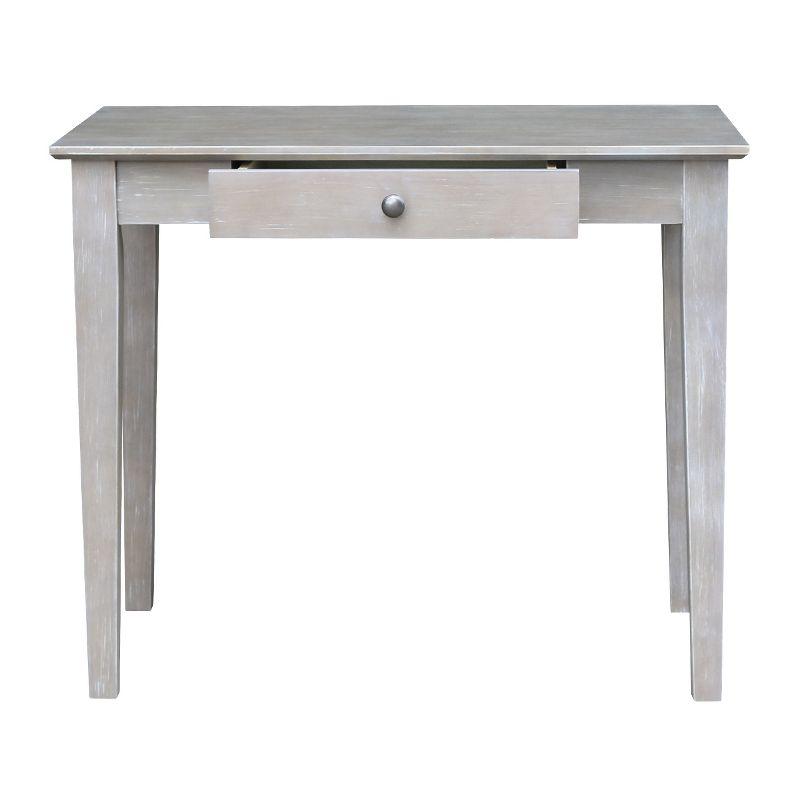 Transitional Solid Parawood Home Office Desk in Washed Gray Taupe with Drawer