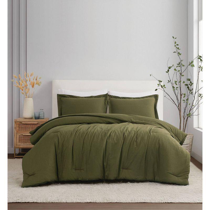 Brooklyn Loom 3pc Full/Queen Flax Linen Comforter Set Moss Green