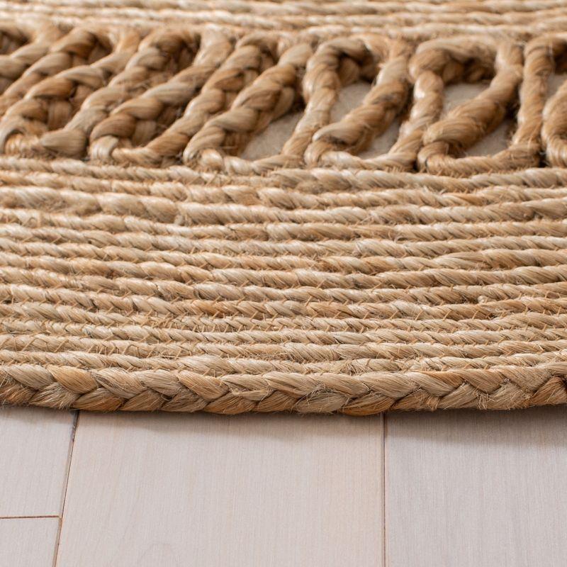 Natural Handwoven Jute Round Rug with Open Weave Design