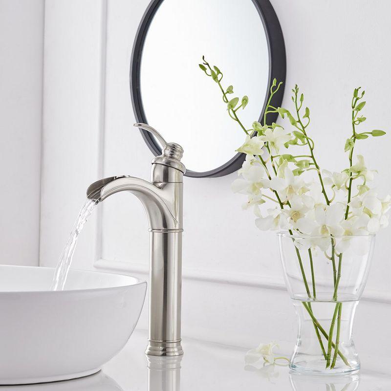 BWE Waterfall Single Hole Single-Handle Vessel Bathroom Faucet With Pop-up Drain Assembly