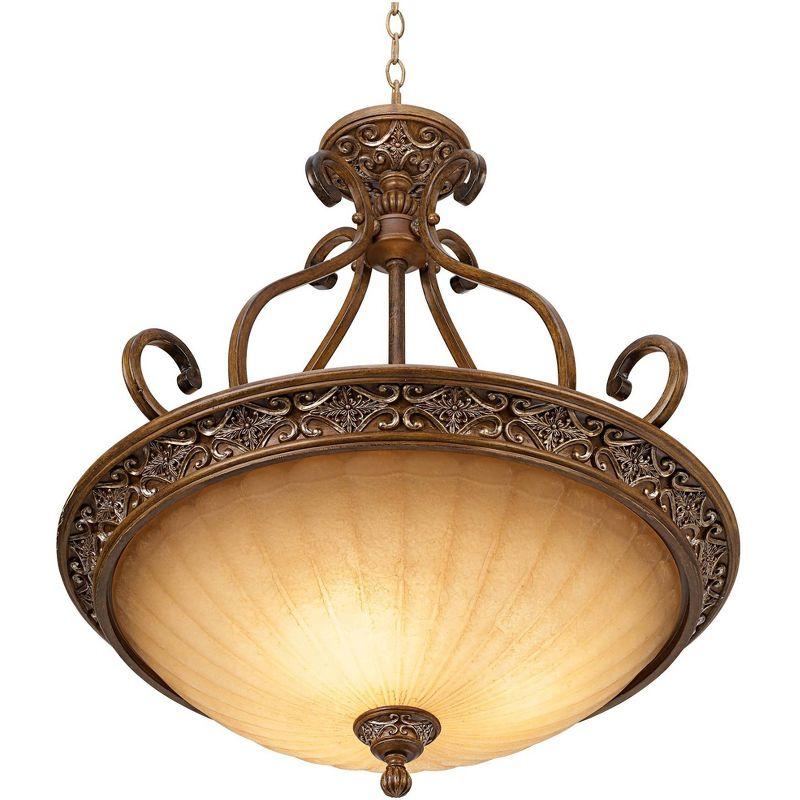 Kathy Ireland Sterling Estate Golden Bronze Pendant Chandelier 26 1/2" Wide Rustic Champagne Bowl Shade 3-Light Fixture for Dining Room Kitchen Island