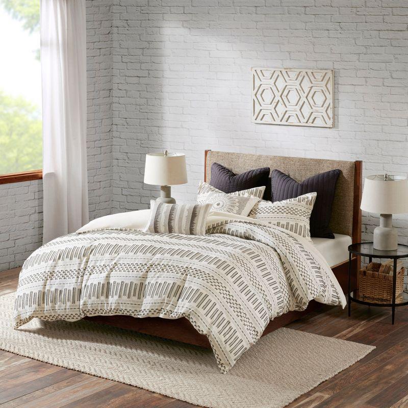 Ivory Cotton Jacquard Full Bedspread Set with Textured Accents