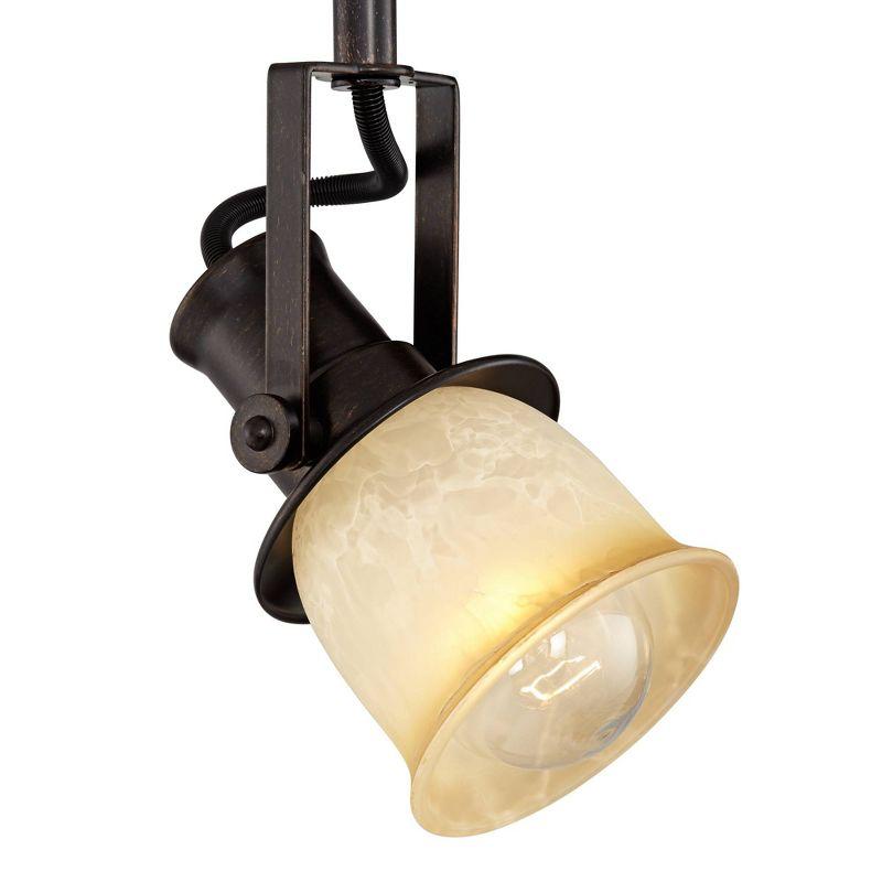 Pro Track 4-Head Ceiling or Wall Track Light Fixture Kit Spot Light Directional Brown Bronze Finish Amber Glass Traditional Kitchen Bathroom 34" Wide