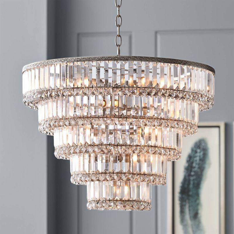 Vienna Satin Nickel 28" Crystal LED Chandelier