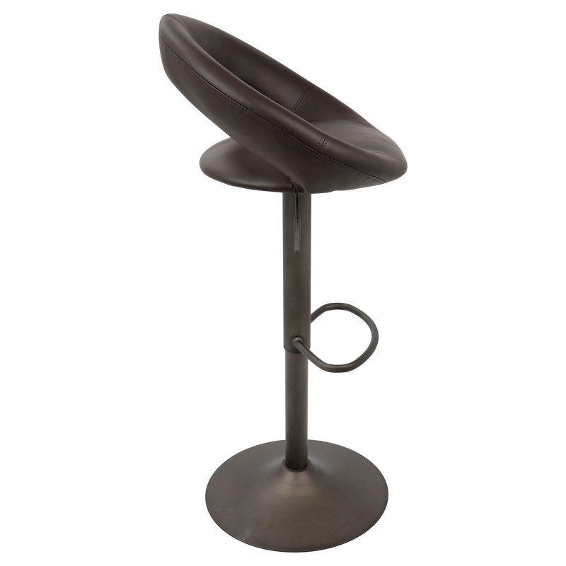 Set of 2 Brown Faux Leather Adjustable Swivel Bar Stools