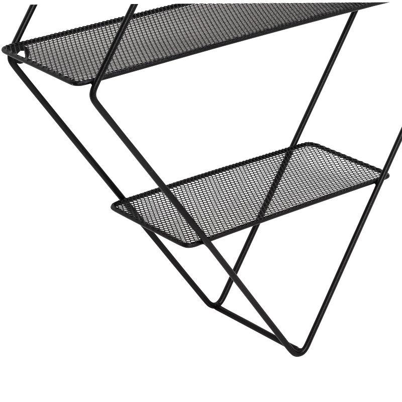 Black Geometric Steel 3-Tier Floating Wall Shelf