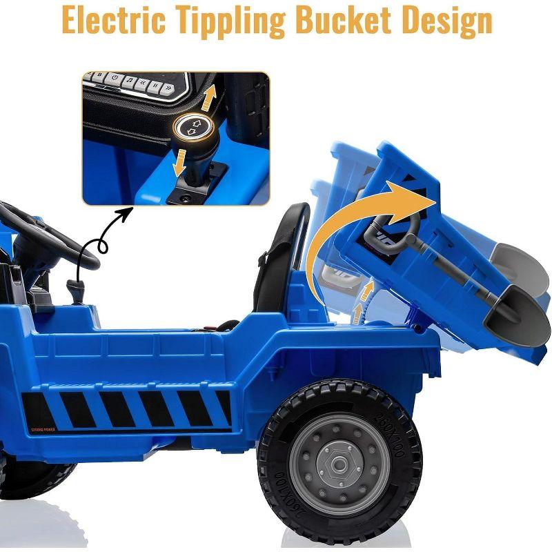 Ride On Dump Truck, Ride On Car with Remote Control, 12V Kids Electric Car with Remote Control