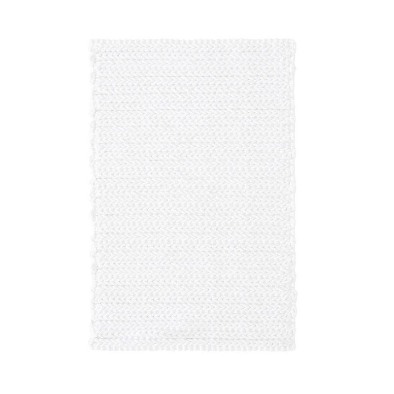 Soft White Cotton Chenille Chain Stitch 20x30 Bath Rug