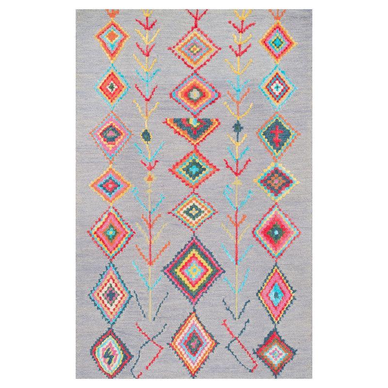 nuLOOM 3'x5' Hand Tufted Belini Area Rug Gray: Wool & Viscose, Geometric, Medium Pile, Bohemian Style