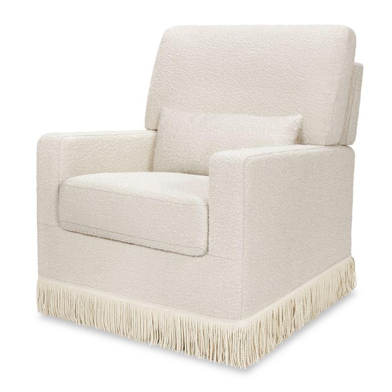 Namesake Crawford Pillowback Comfort Swivel Glider - Ivory Boucle with Ivory Tassel Fringe