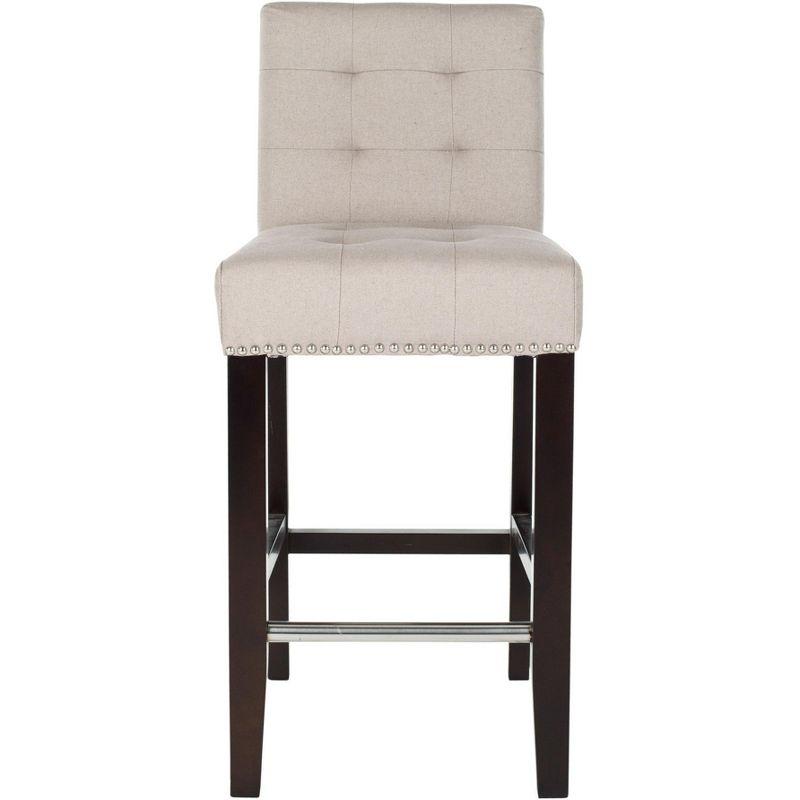 Thompson 23.9" Linen Counter Stool W/ Silver Nailheads - Taupe - Safavieh