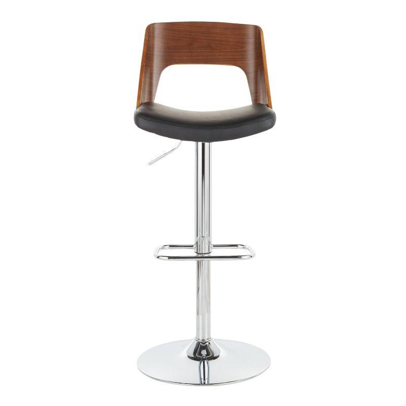 LumiSource Set of 2 Valencia Mid-Century Modern Adjustable Barstools Black: Swivel, Faux Leather Upholstery, Metal Legs