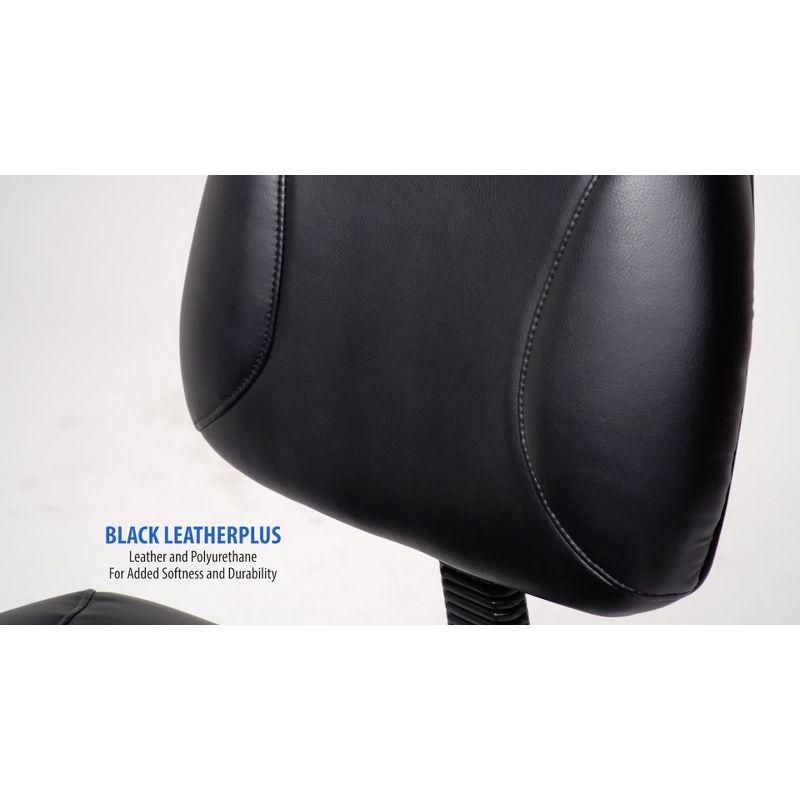 Posture Chair with Loop Arms Black - Boss Office Products: LeatherPlus, Lumbar Support, Adjustable Height