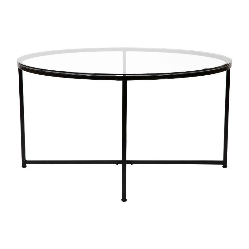 Merrick Lane Round Coffee Table Set - 3 Piece Coffee Table Set with Crisscross Frame - Coffee Table & 2 End Tables