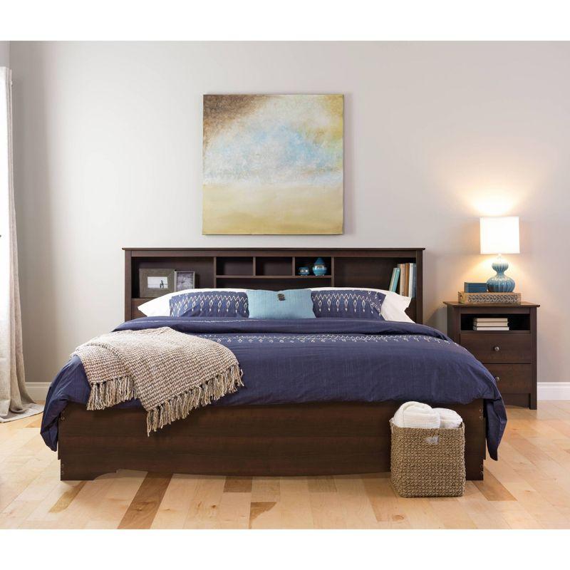 King Mate's Platform Storage Bed with 6 Drawers Espresso - Prepac: King-Sized, Laminated Finish, Pine Wood