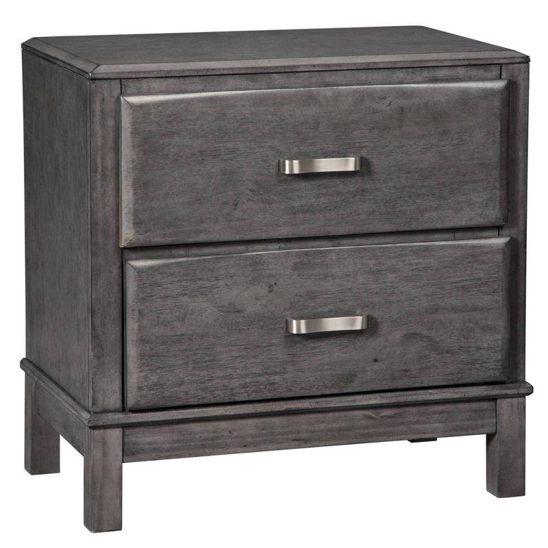 Caitbrook Contemporary Gray 2-Drawer Nightstand with Nickel-Tone Pulls