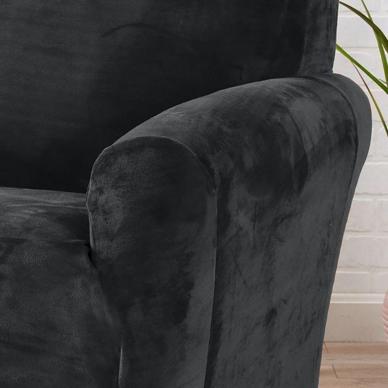 Symple Stuff Velvet Plush Stretch Chair Slipcover