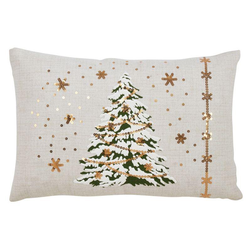 Saro Lifestyle Christmas Tree Throw Pillow With LED Lights