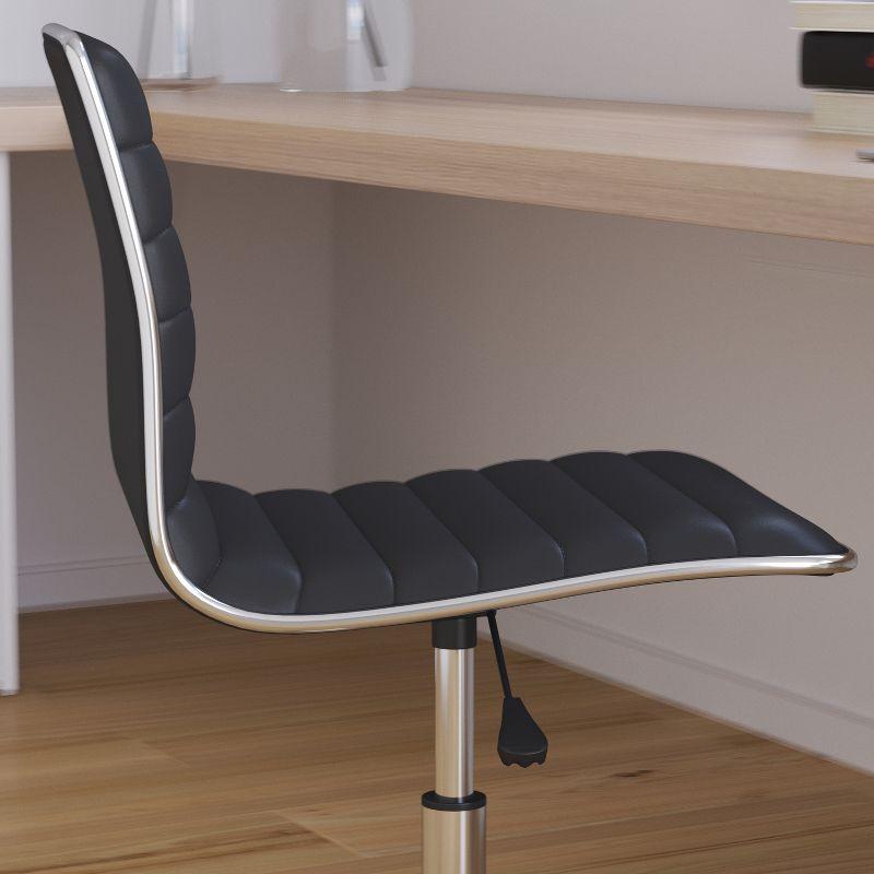 Black Vinyl Armless Swivel Executive Office Chair