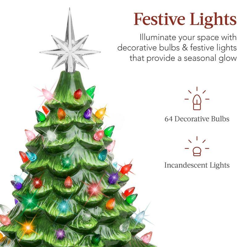 Best Choice Products 15in Ceramic Christmas Tree, Pre-lit Hand-Painted Holiday Decor w/ 64 Lights