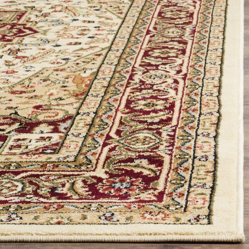 Ivory and Red Floral Synthetic 4' x 6' Area Rug