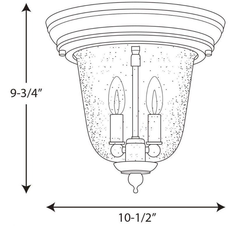 Progress Lighting Ashmore 2-Light Flush Mount, Textured Black, Water Seeded Glass